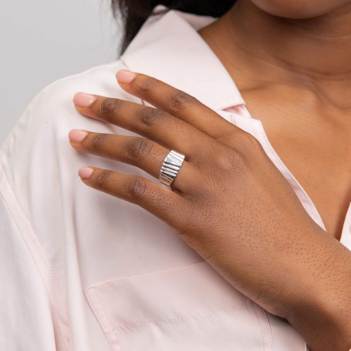 Sterling Silver Tree Bark Textured Ring