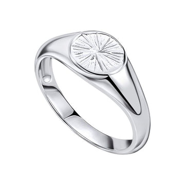 Sterling Silver Spray Textured Signet Ring