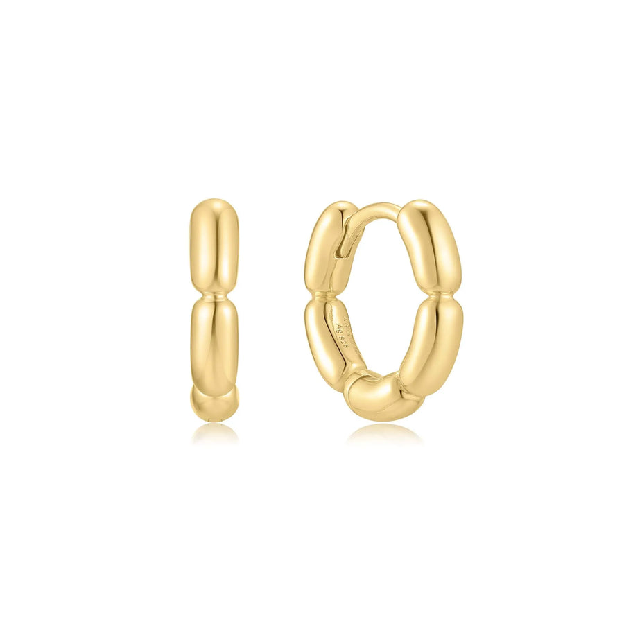 Ania Haie - Gold Segmented Puffy Huggie Hoop Earrings