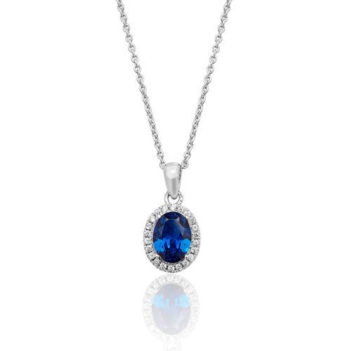 Sterling Silver Blue CZ Pendant