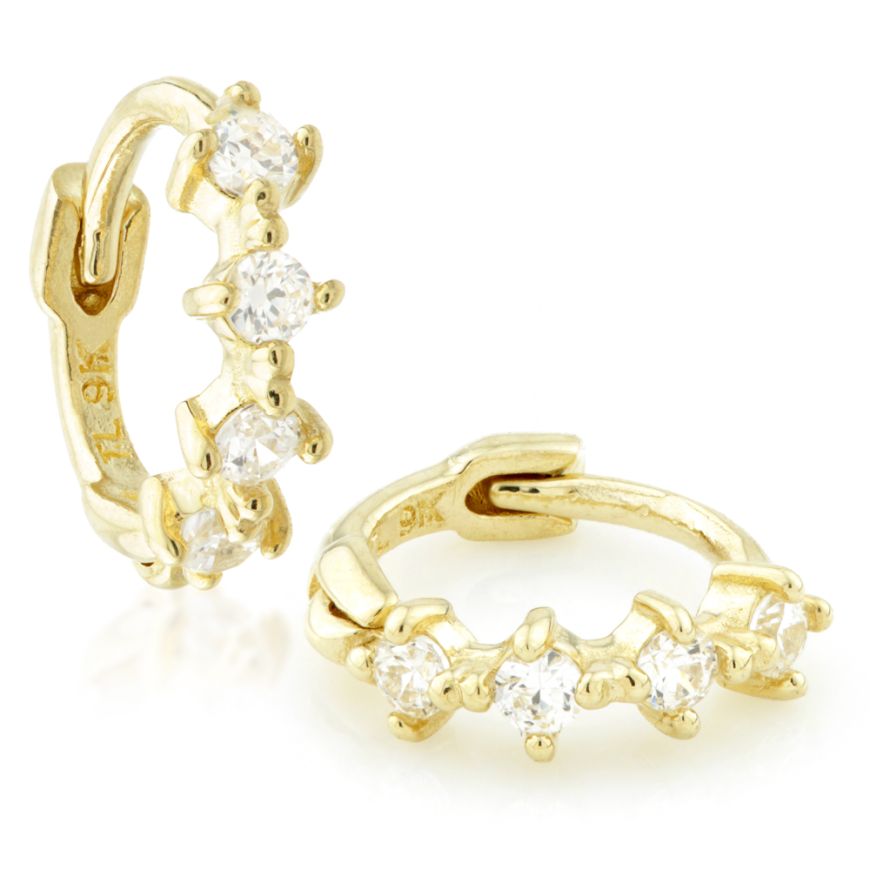 9ct Gold Hinged Cz Earrings