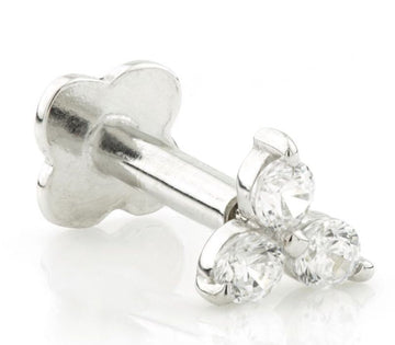 9ct White Gold Cz Cartilage Earring