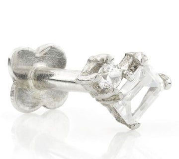 9ct White Gold Cz Cartilage Earring