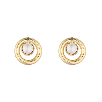 Silver Gold Plated Pearl Stud Earrings