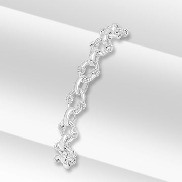 Silver Belted Oval Link Bracelet