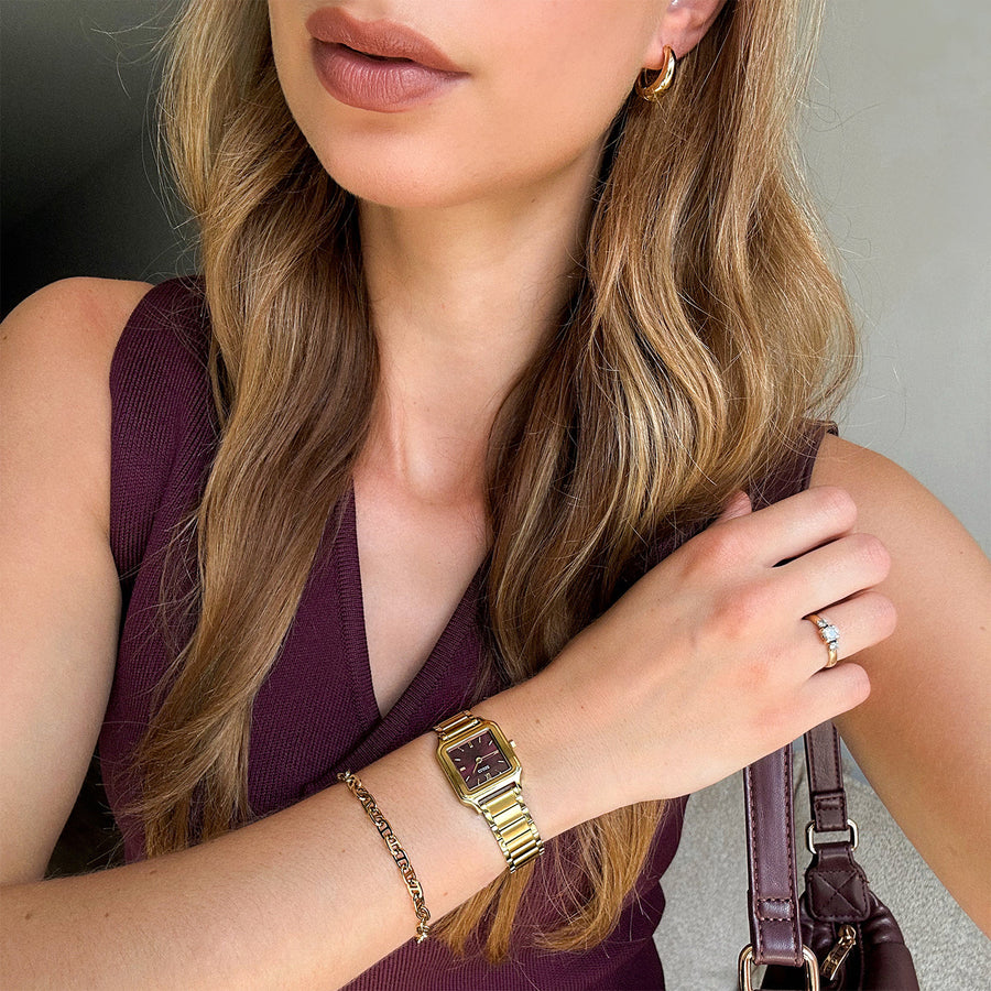 Cluse - Gracieuse Petite Watch Steel, Dark Cherry, Gold Colour