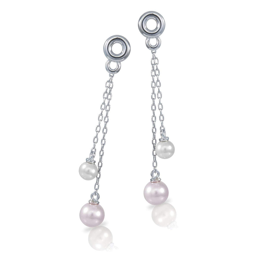 Silver 2 Pearl Drop Earrings