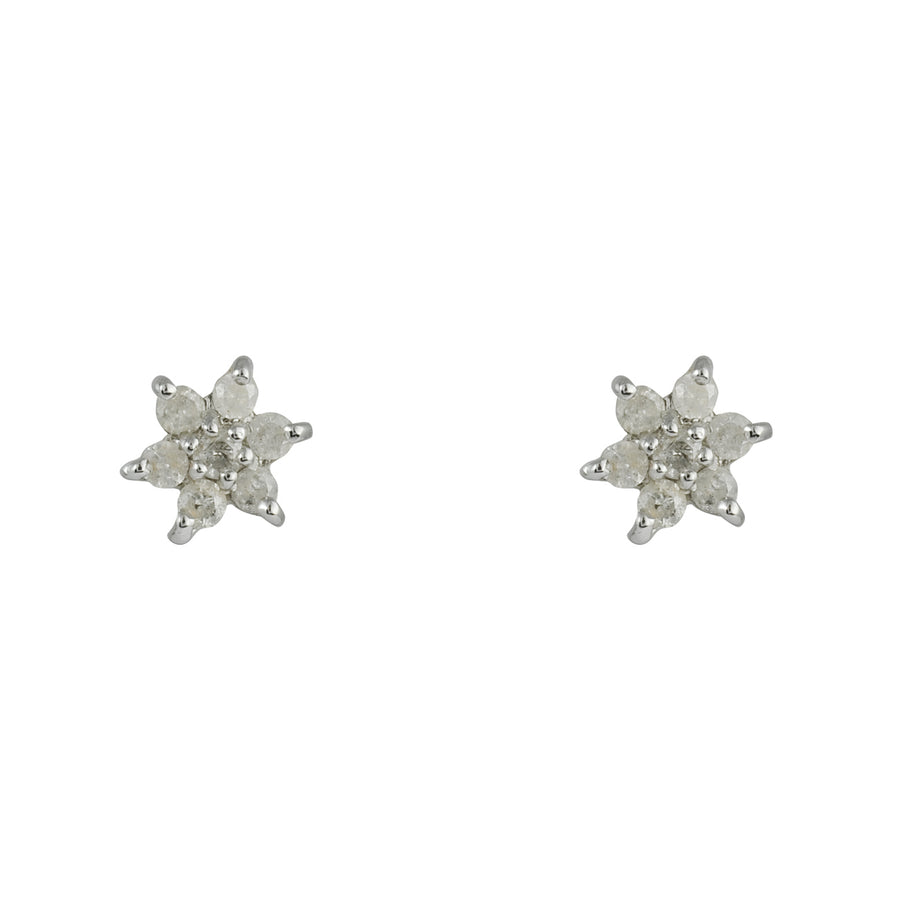 Diamond Flower Cluster Earrings