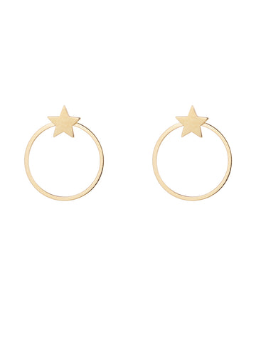 9ct Drop Circle Star Earrings