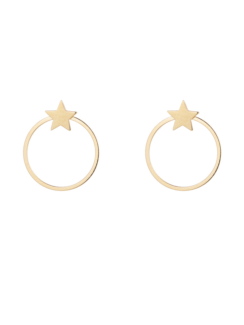9ct Drop Circle Star Earrings