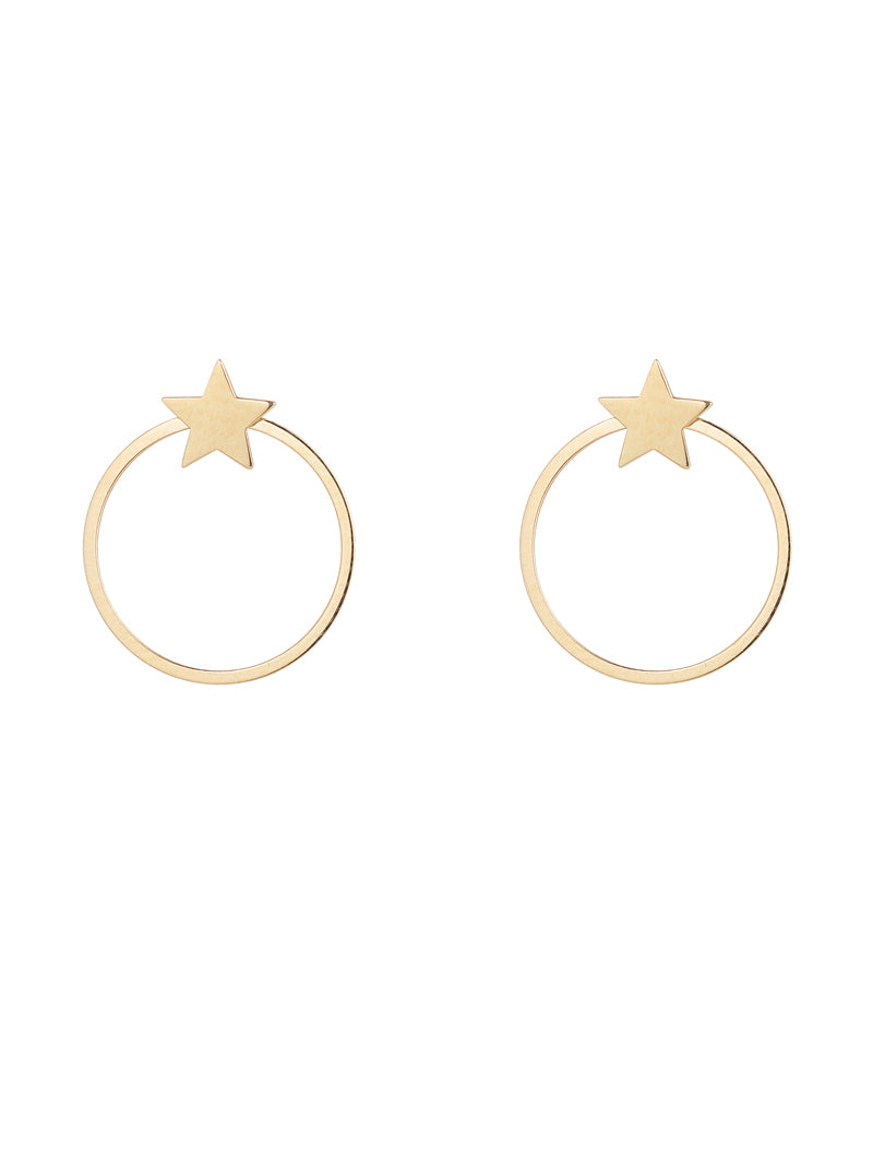 9ct Drop Circle Star Earrings