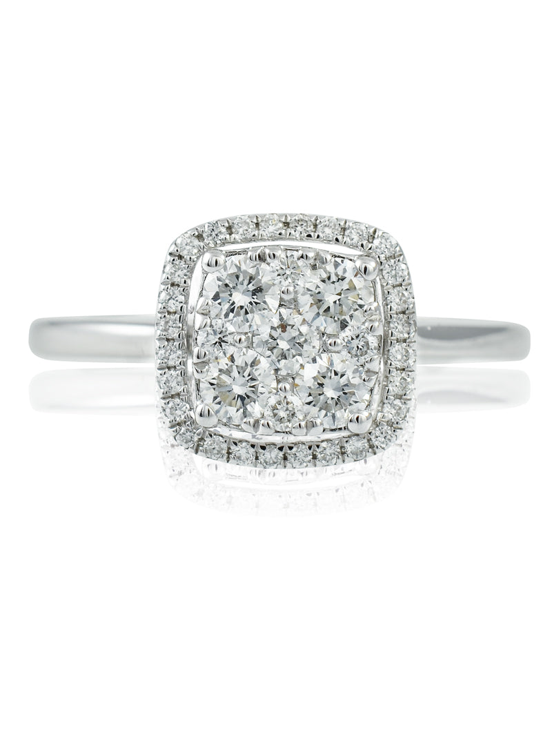 Diamond Cushion Shape Cluster Ring