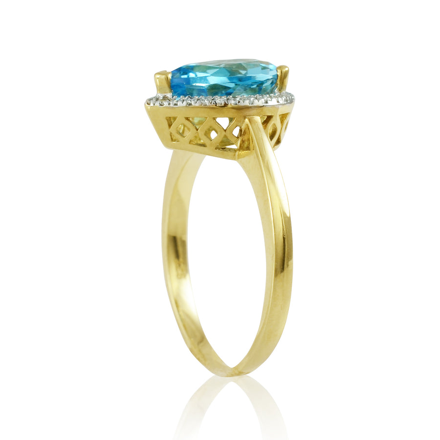 Blue Topaz & Diamond Ring