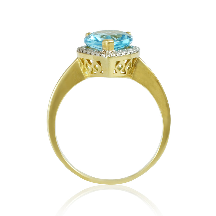 Blue Topaz & Diamond Ring