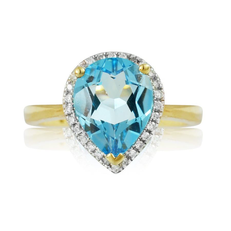 Blue Topaz & Diamond Ring