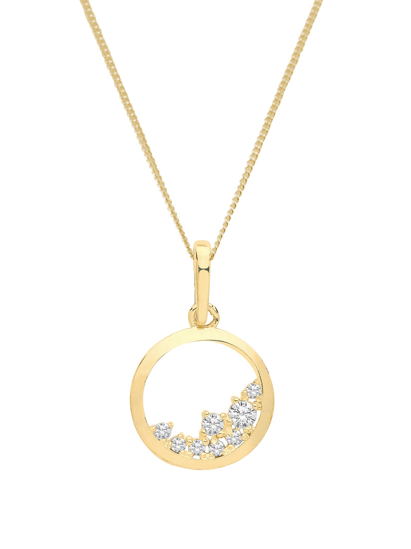 9ct Gold Open CZ Circle Necklace