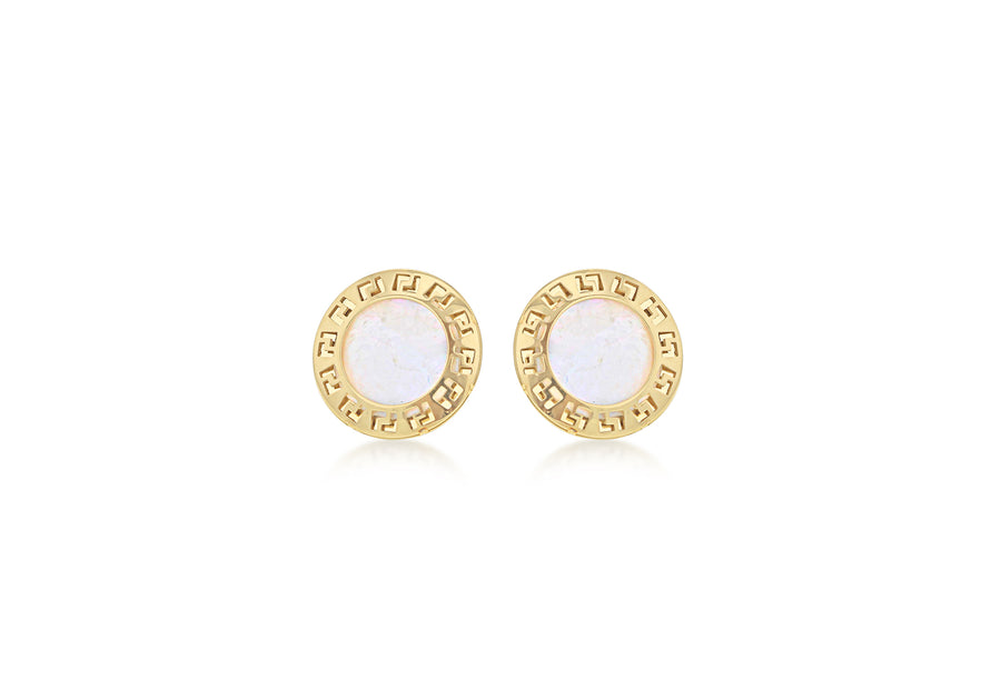 9ct Gold Round Mother Of Pearl Earrings