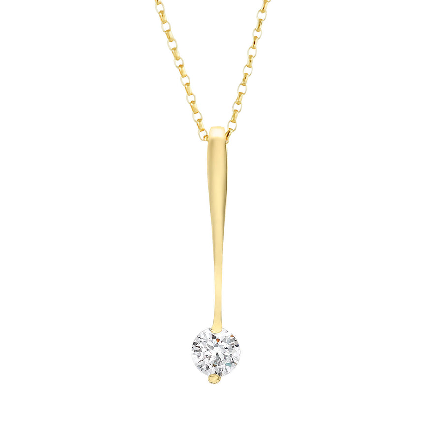 9ct Yellow Gold CZ Bar Necklace