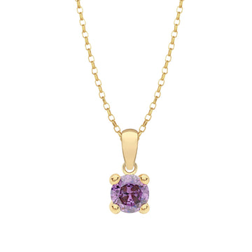 9ct Gold February CZ Birthstone Pendant