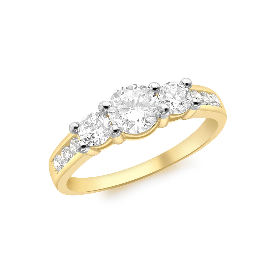 9ct Gold 3 Stone Cz Ring