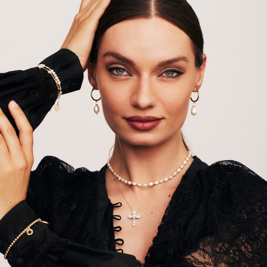 Knight & Day - Freshwater Pearl & Gold Bead Necklace