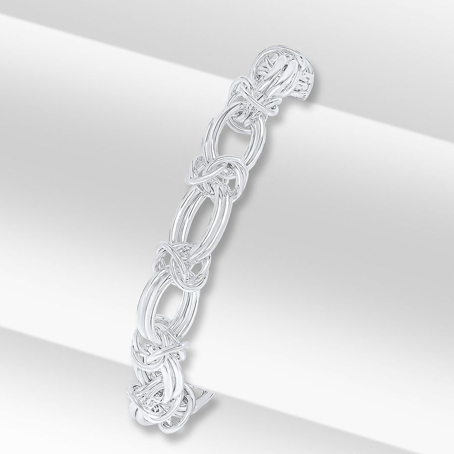 Silver Double Oval Byzantine Bracelet