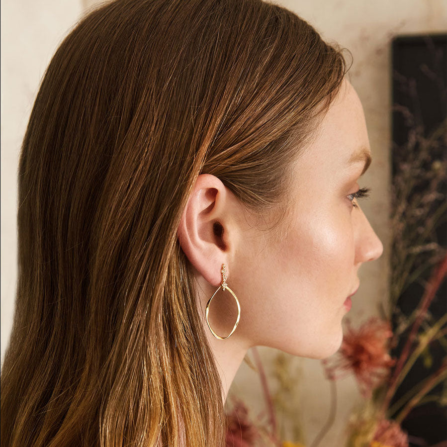 Mary-K - Gold Teardrop & Zircon Earrings