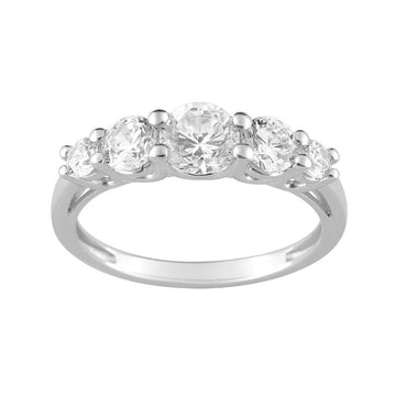 Silver Five Stone CZ Ring