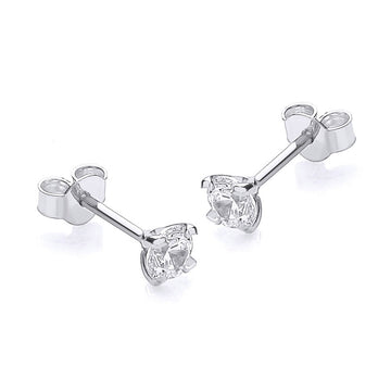 9ct White Gold Cz Stud Earrings