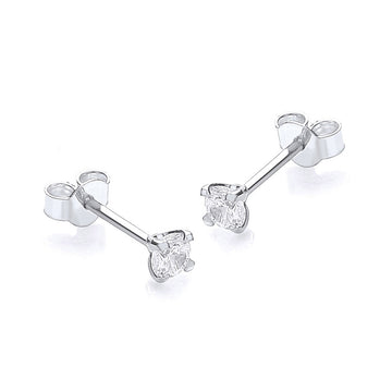 9ct White Gold Cz Stud Earrings