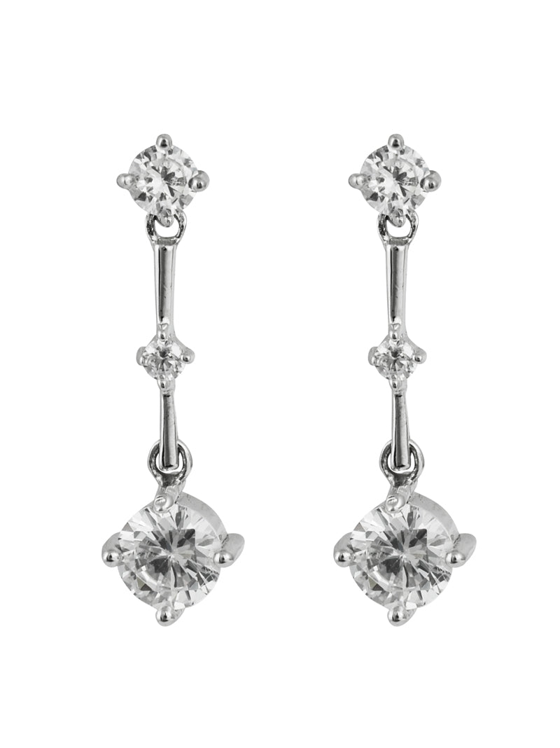 Silver Cz Drop Earrings