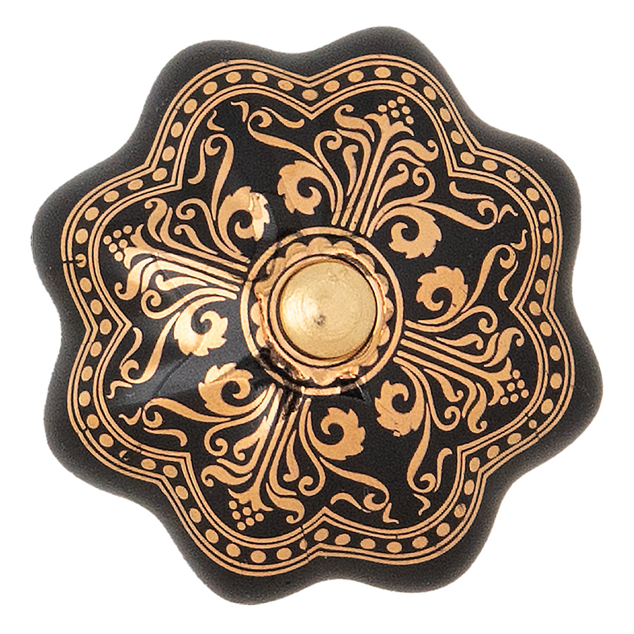 Black Floral Door Knob