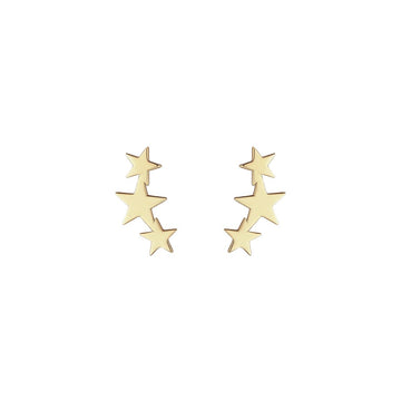 9ct Gold Triple Star Climber Earrings