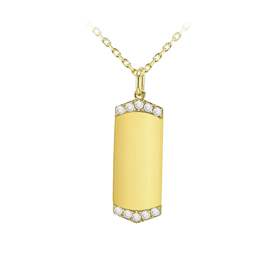 Silver Gold Plated Oblong Cz Pendant