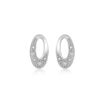 Sterling Silver Oval CZ Earrings