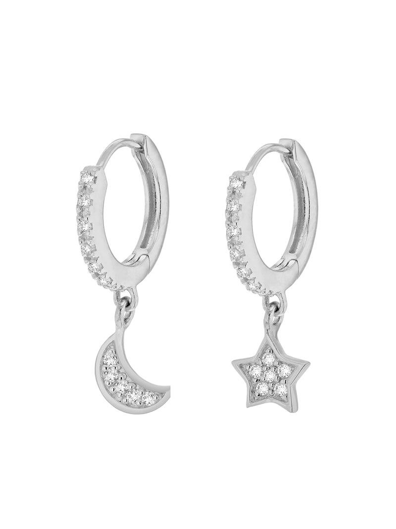 Silver Star & Moon Hoops