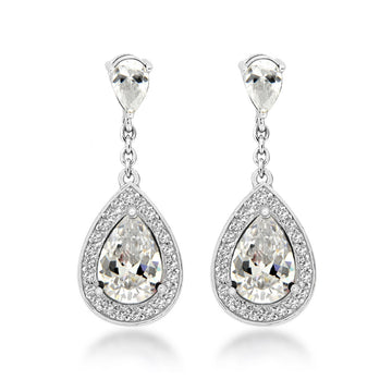 Sterling Silver Cz Teardrop Earrings