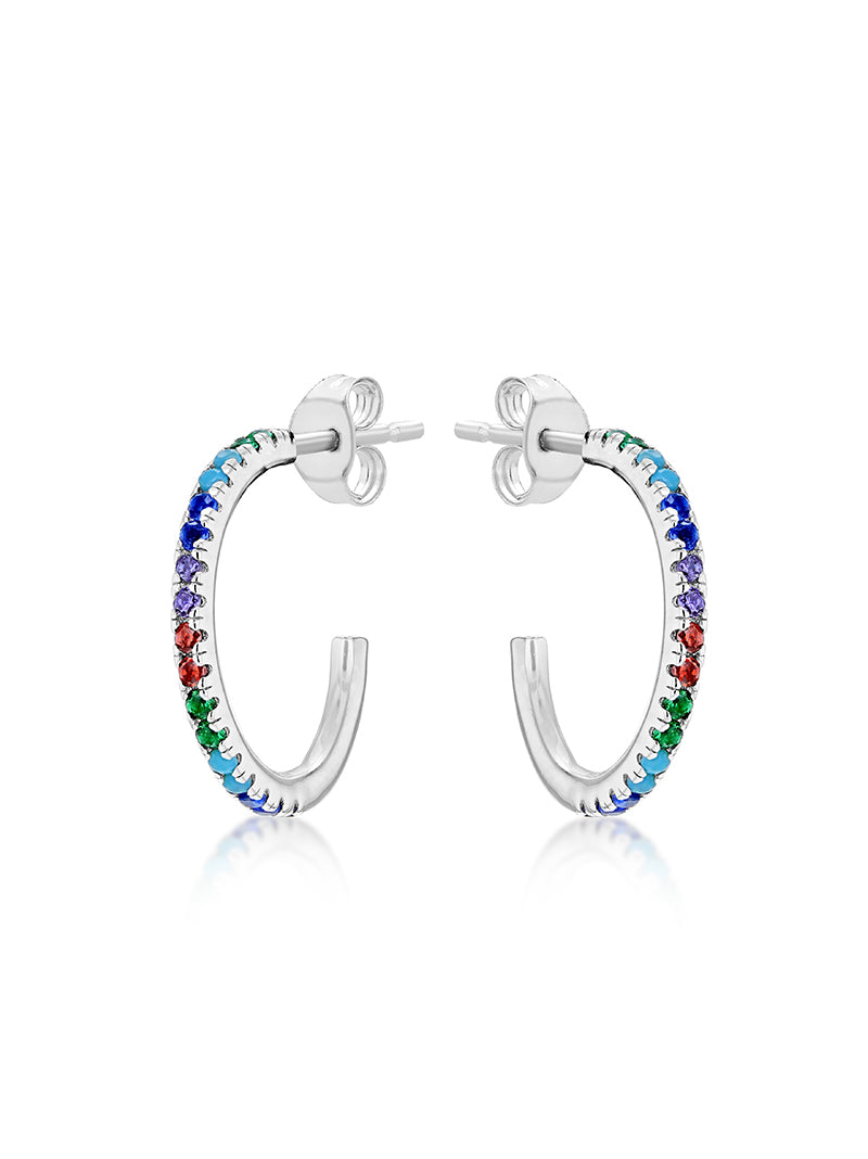 Silver Multi Colour Hoops