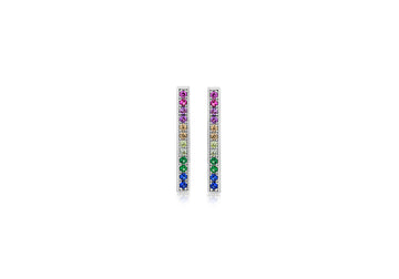 Silver Bar Cz Stud Earrings