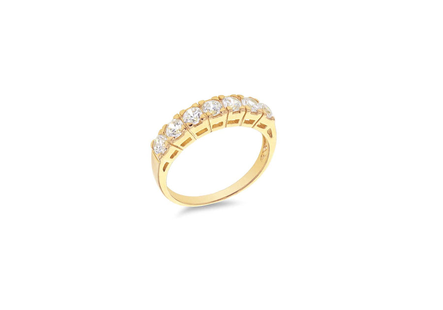 Silver Gold Plated Seven Stone CZ Ring