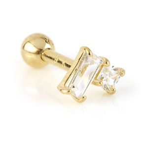 9ct Yellow Gold Cz Cartilage Earring
