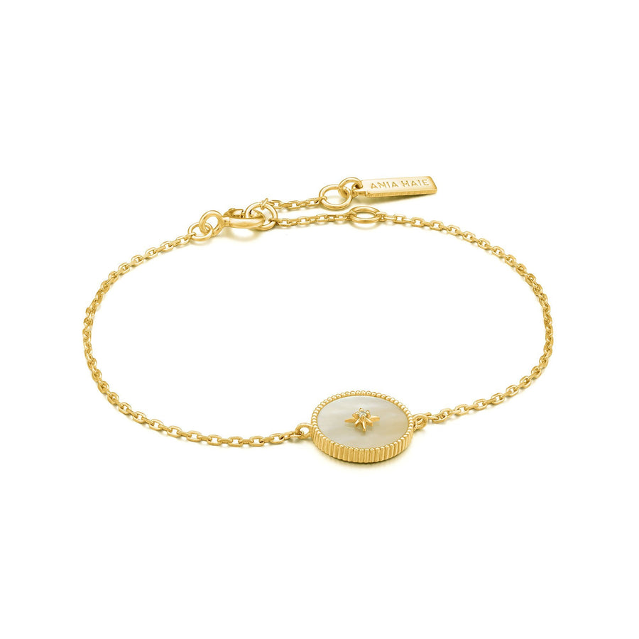 Ania Haie - Gold Mother Of Pearl Emblem Bracelet