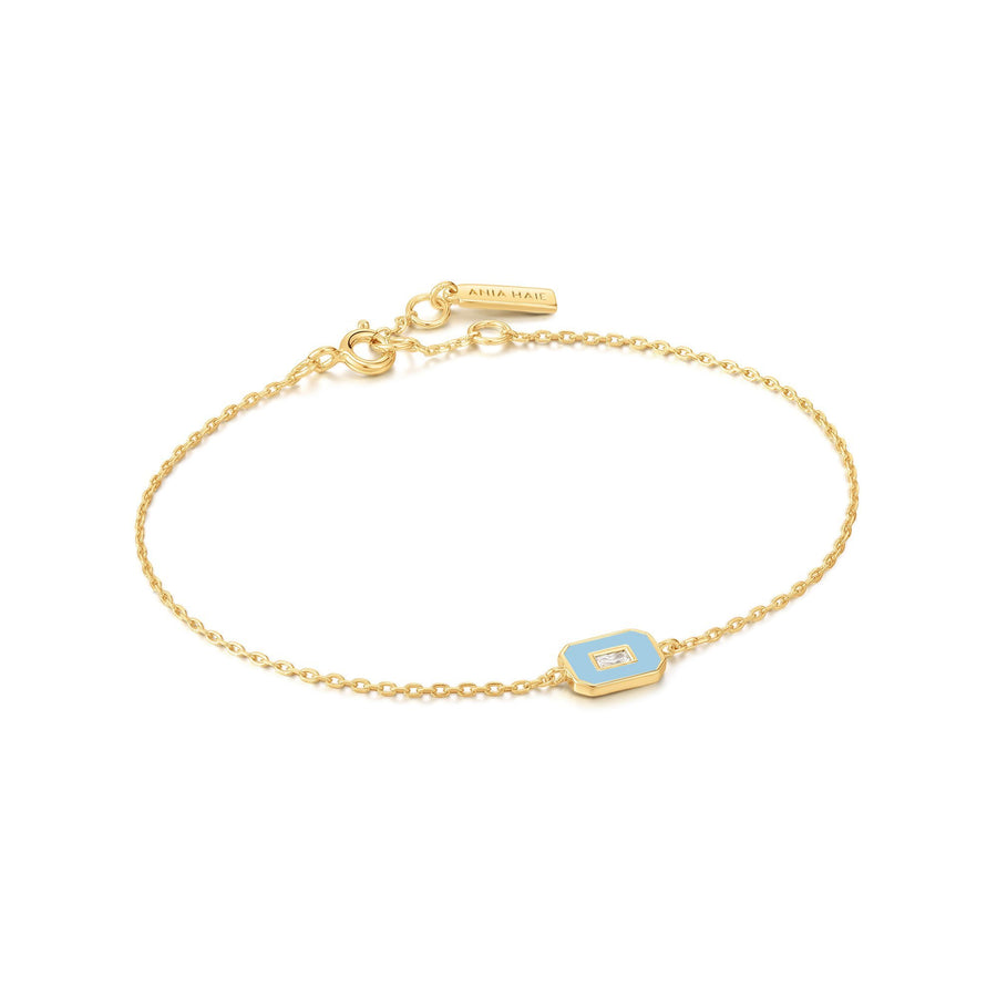 Ania Haie - Gold Powder Blue Enamel Emblem Bracelet