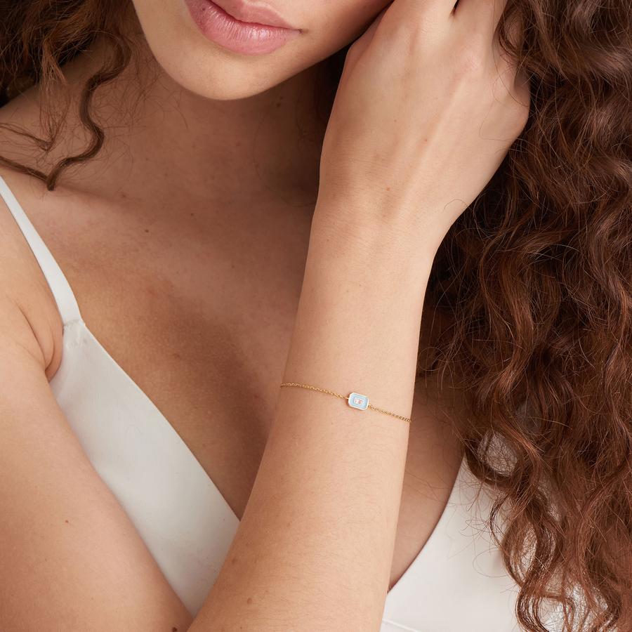 Ania Haie - Gold Powder Blue Enamel Emblem Bracelet