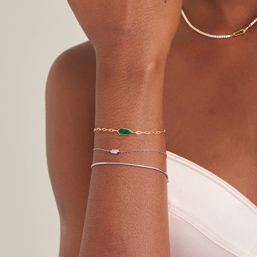 Ania Haie - Silver Sparkle Emblem Chain Bracelet