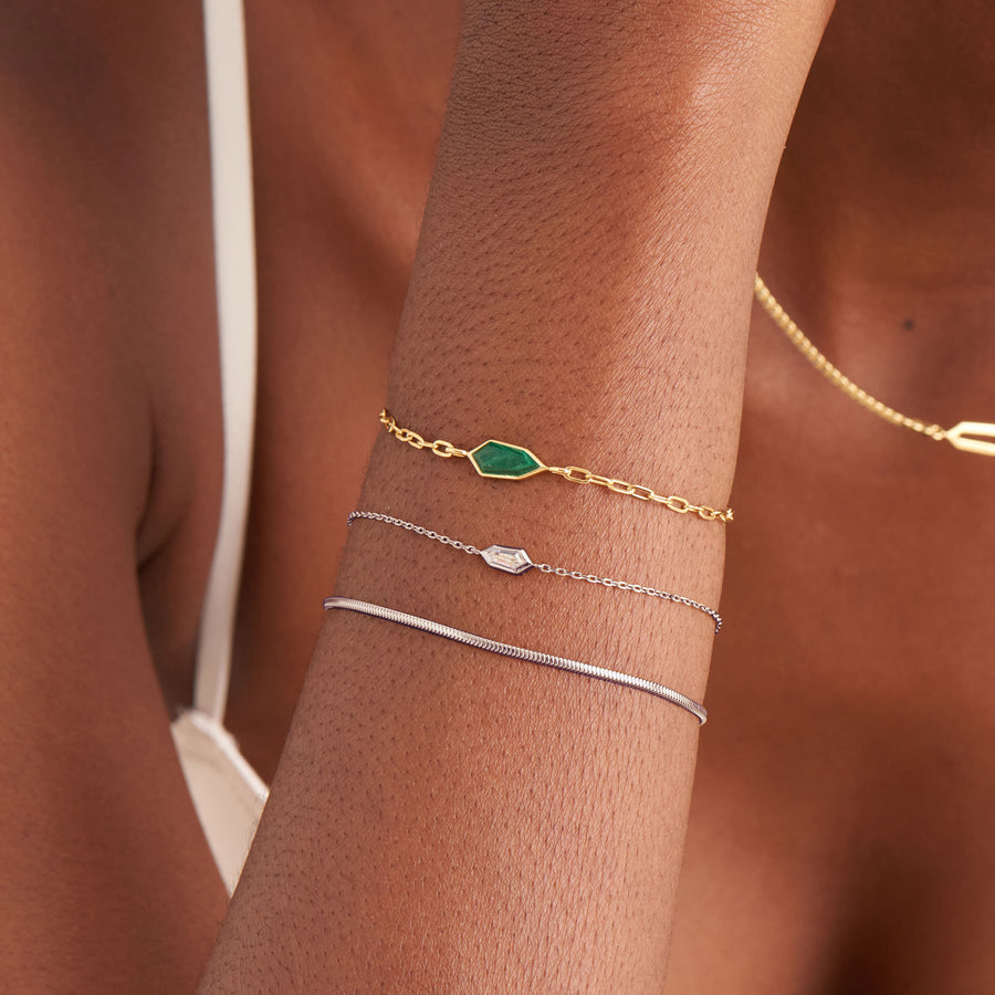 Ania Haie - Silver Sparkle Emblem Chain Bracelet