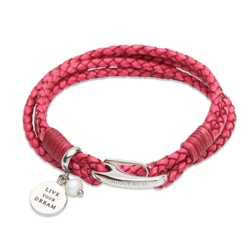 Unique & Co - Ladies Antique Cyclamen Leather Bracelet