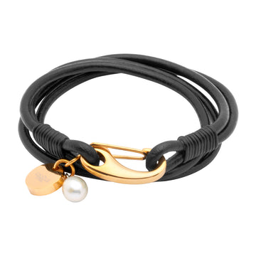 Unique & Co - Ladies Black Leather Bracelet