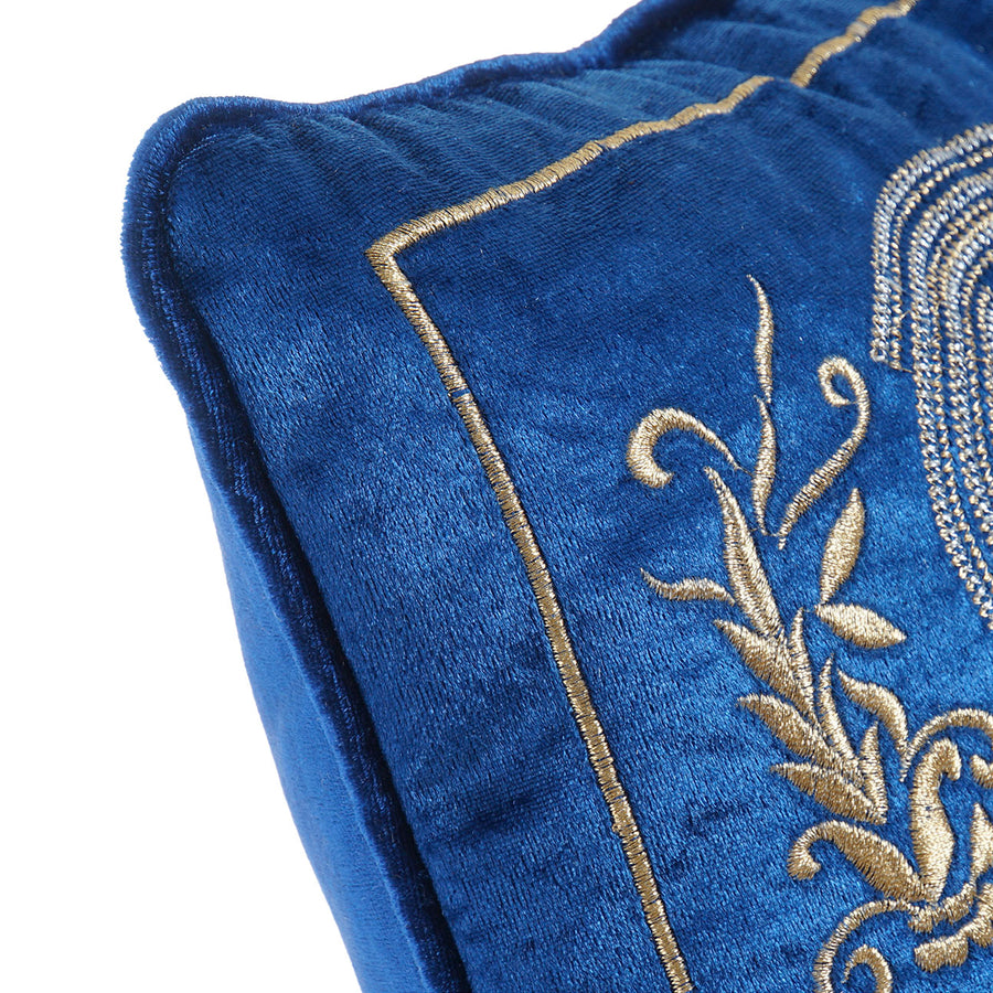 Navy Blue & Gold Pattern Square Cushion