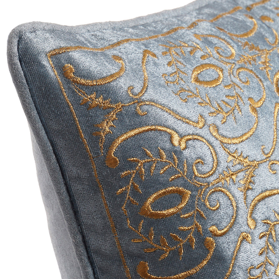 Blue & Gold Pattern Square Cushion